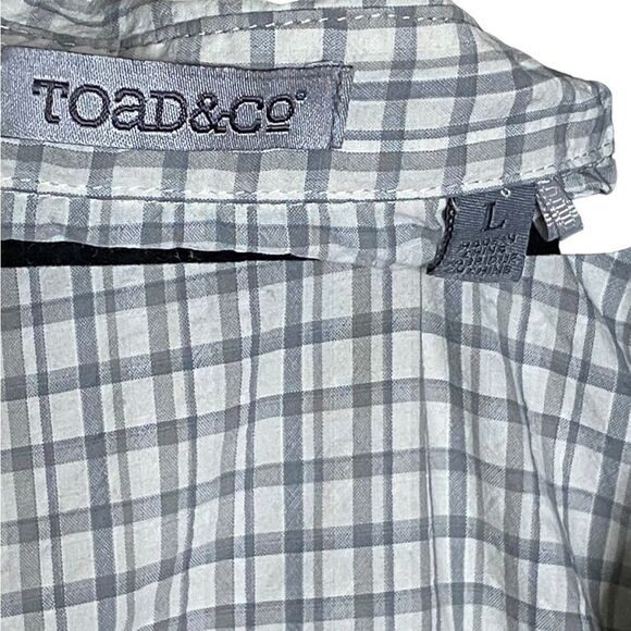 Toad&Co Wm’s Sz Lrg Gray White Gingham Debug UPF Lightweight Woven Tunic Shirt - Picture 3 of 4